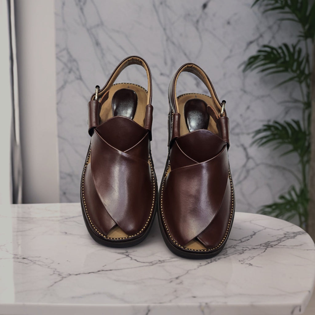 Peshawar Zalmi Medicated Gogo Shape Chappal (Dark brown)