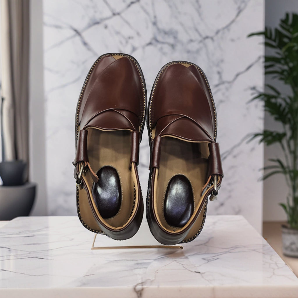 Peshawar Zalmi Medicated Gogo Shape Chappal (Dark brown)