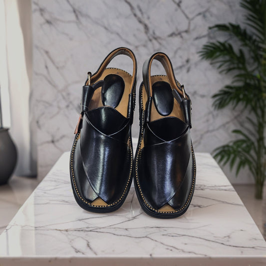 Peshawar Zalmi Medicated Gogo Shape Chappal (Black Shine colour)