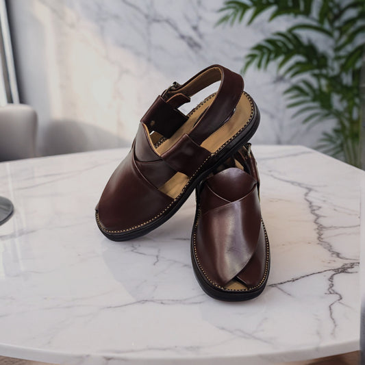 Peshawar Zalmi Medicated Gogo Shape Chappal (Dark brown)